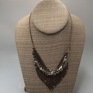 Draped Silver Tone Mesh Metal Necklace